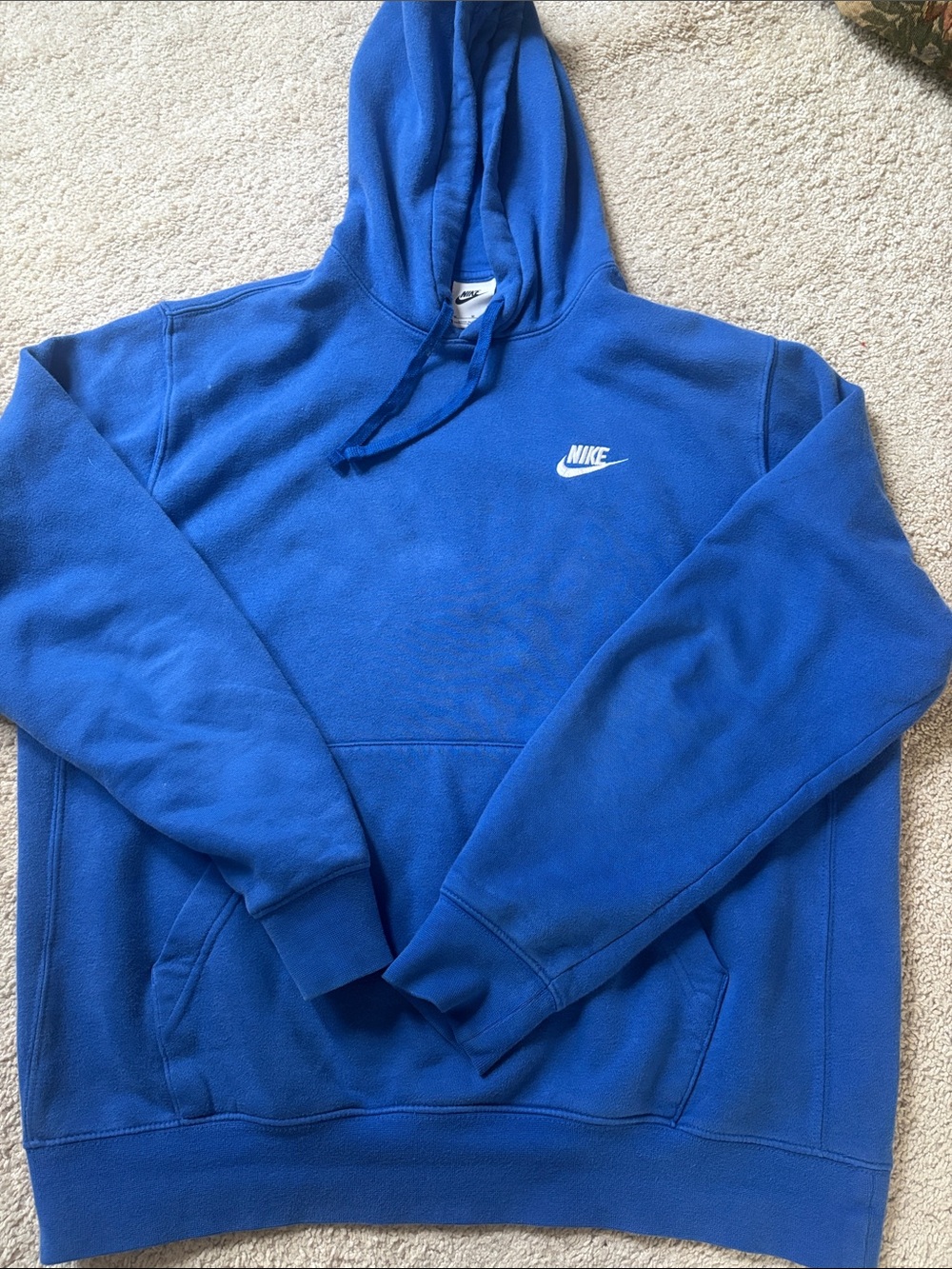 Nike Royal Blue Pullover Hoodie with White Swoosh